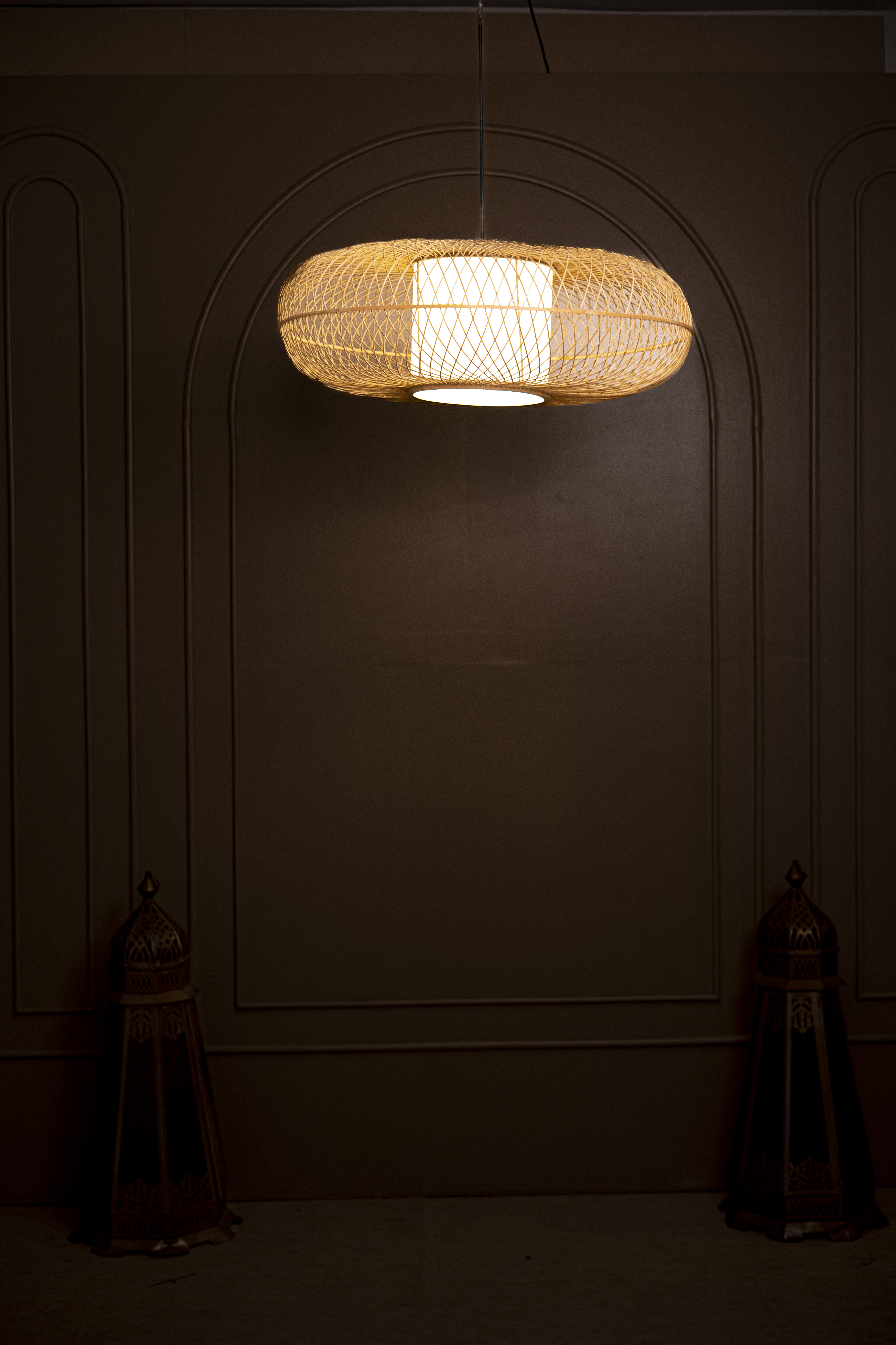 Rattan Light with Acryllic Sheet | Chandelier Lamp | Hanging light