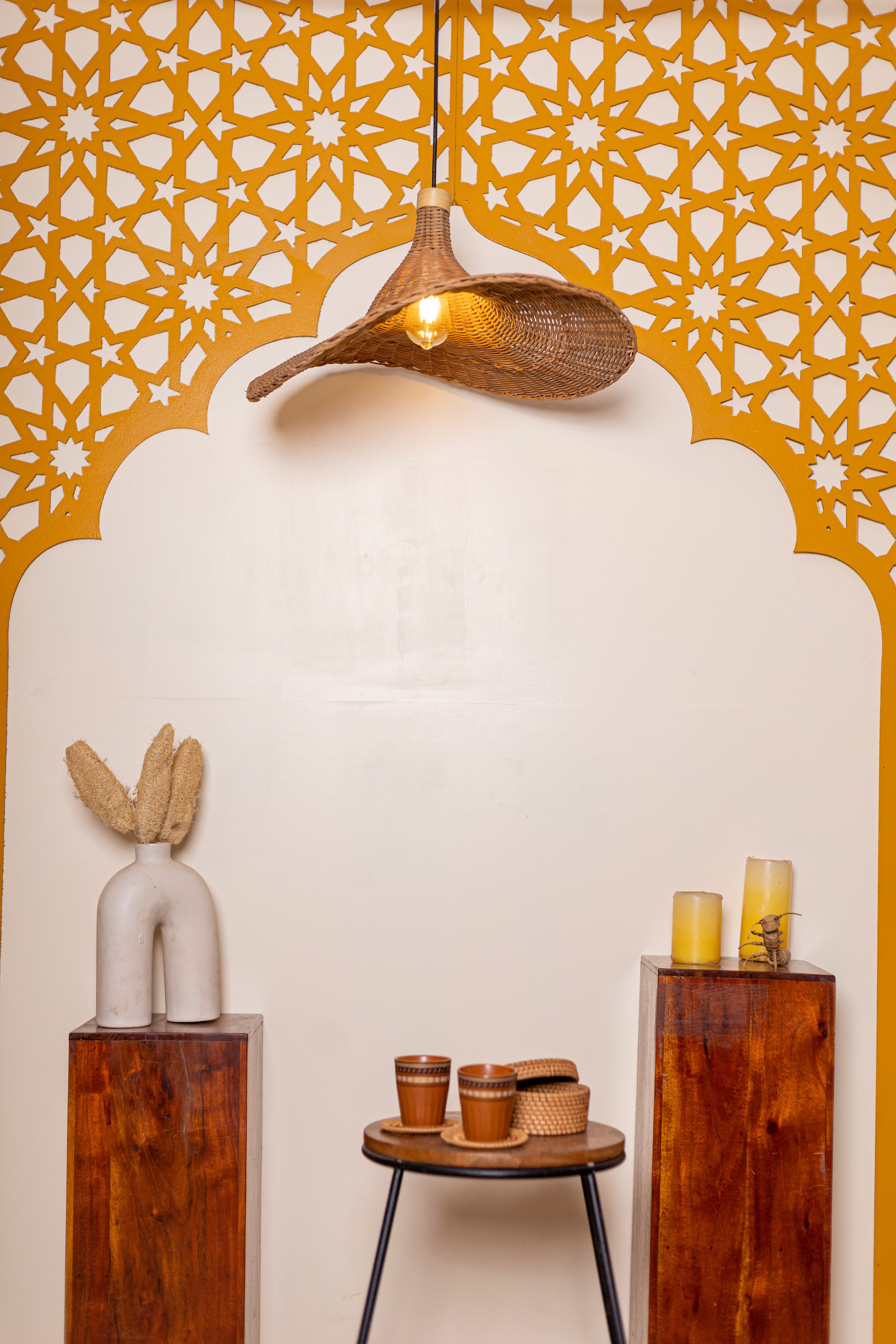 Rattan lampshade |  Chandelier Lamp | Hanging light